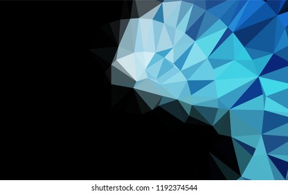 Dark BLUE vector hexagon mosaic cover. Geometric illustration in Origami style with gradient.  A completely new template for your business design.
