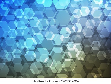 Dark BLUE vector hexagon mosaic template. Creative illustration in halftone style with gradient. The elegant pattern can be used as part of a brand book.