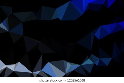 Dark BLUE vector hexagon mosaic cover. Triangular geometric sample with gradient.  The textured pattern can be used for background.