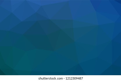 Dark BLUE vector hexagon mosaic cover. Shining illustration, which consist of triangles. The template can be used as a background for cell phones.
