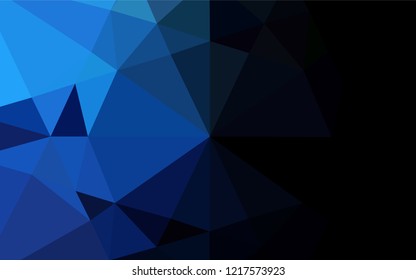 Dark BLUE vector hexagon mosaic texture. Triangular geometric sample with gradient.  Brand new design for your business.
