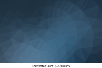 Dark BLUE vector hexagon mosaic cover. Triangular geometric sample with gradient.  Triangular pattern for your business design.