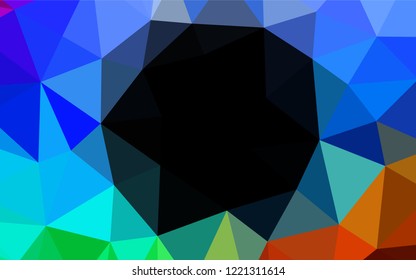 Dark BLUE vector hexagon mosaic template. Shining illustration, which consist of triangles. The template can be used as a background for cell phones.