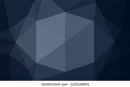 Dark BLUE vector hexagon mosaic cover. Shining illustration, which consist of triangles. The template can be used as a background for cell phones.
