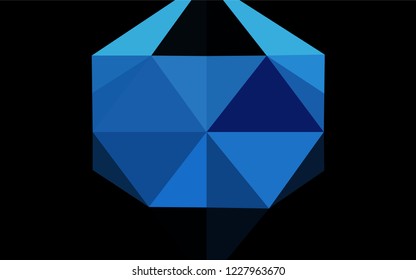 Dark BLUE vector hexagon mosaic template. Shining illustration, which consist of triangles. A completely new design for your business.