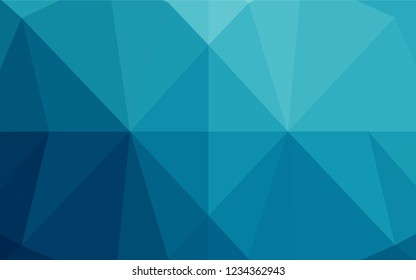 Dark BLUE vector hexagon mosaic template. Shining illustration, which consist of triangles. A new texture for your design.