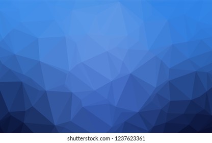 Dark BLUE vector hexagon mosaic cover. Creative illustration in halftone style with gradient. Triangular pattern for your business design.