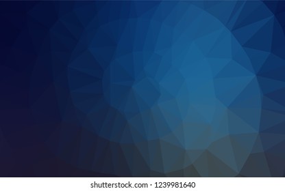 Dark BLUE vector hexagon mosaic template. Shining illustration, which consist of triangles. The polygonal design can be used for your web site.