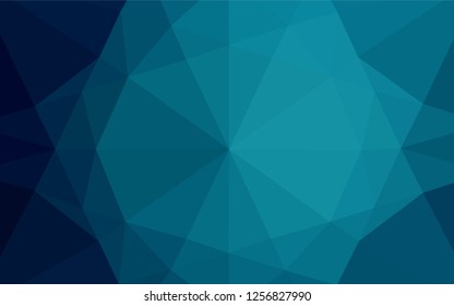 Dark BLUE vector hexagon mosaic cover. Triangular geometric sample with gradient.  The template can be used as a background for cell phones.