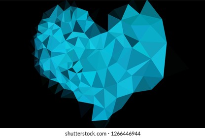 Dark BLUE vector hexagon mosaic template. Creative geometric illustration in Origami style with gradient. Triangular pattern for your business design.