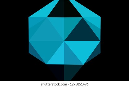 Dark BLUE vector hexagon mosaic template. Triangular geometric sample with gradient.  The polygonal design can be used for your web site.