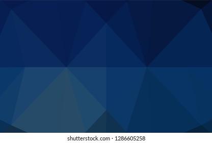 Dark BLUE vector hexagon mosaic cover. Triangular geometric sample with gradient.  The polygonal design can be used for your web site.