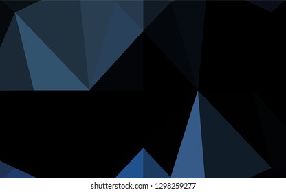 Dark BLUE vector hexagon mosaic template. Creative illustration in halftone style with gradient. Triangular pattern for your business design.