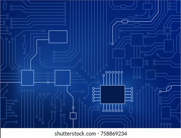 Dark blue vector illustration of circuit board / CPU close up as concept for digital transformation.