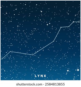 A dark blue vector illustration of the Lynx constellation with glowing stars