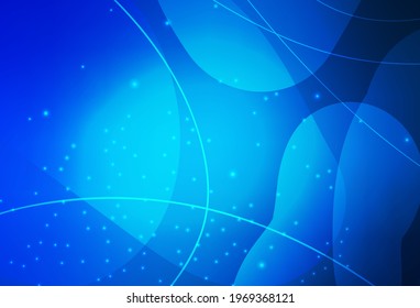 Vector AZUL oscuro Ilustración con un conjunto de círculos abstractos brillantes y coloridos, líneas. Ilustración abstracta moderna con gotas de agua coloridas. Base de los folletos