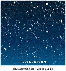 A dark blue vector illustration of the Telescopium constellation with glowing stars