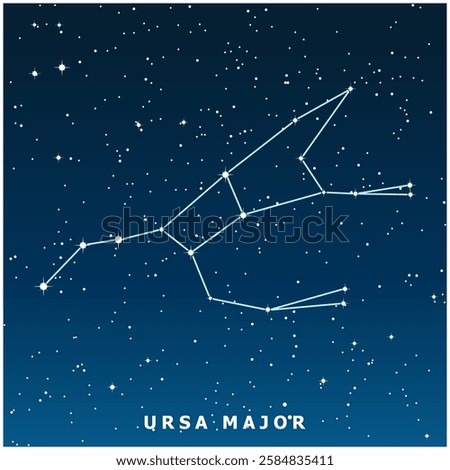 A dark blue vector illustration of the Ursa Major constellation with glowing stars
