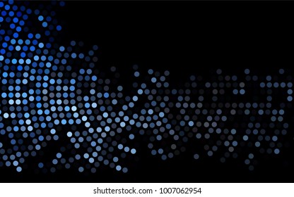 Dark BLUE vector illustration which consist of circles. Dotted gradient design for your business. Creative geometric background in halftone style with colored spots.