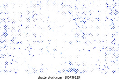 Dark BLUE vector illustration which consist of circles. Dotted gradient design for your business. Creative geometric background in halftone style with colored spots.