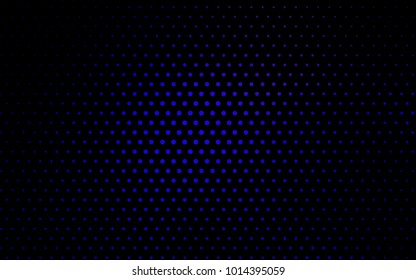Dark BLUE vector illustration which consist of circles. Dotted gradient design for your business. Creative geometric background in halftone style with colored spots.