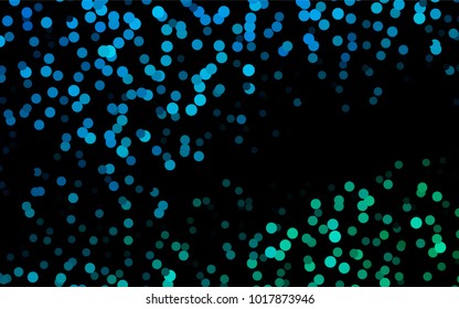 Dark BLUE vector illustration which consist of circles. Dotted gradient design for your business. Creative geometric background in halftone style with colored spots.