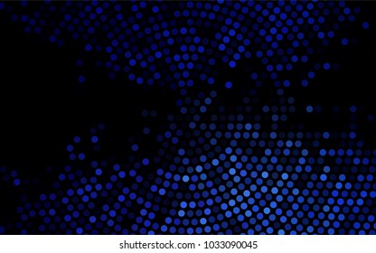 Dark BLUE vector illustration which consist of circles. Dotted gradient design for your business. Creative geometric background in halftone style with colored spots.