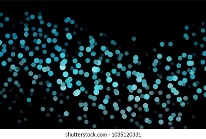 Dark BLUE vector illustration which consist of circles. Dotted gradient design for your business. Creative geometric background in halftone style with colored spots.