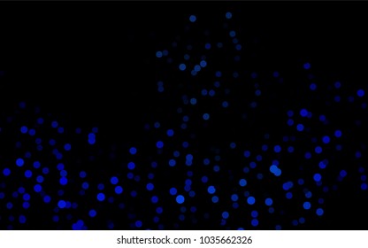Dark BLUE vector illustration which consist of circles. Dotted gradient design for your business. Creative geometric background in halftone style with colored spots.