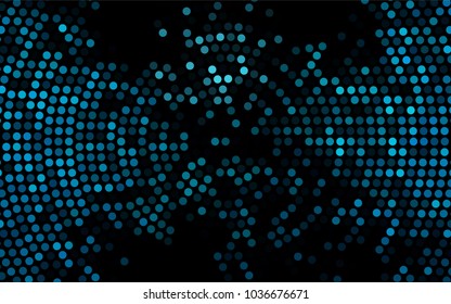 Dark BLUE vector illustration which consist of circles. Dotted gradient design for your business. Creative geometric background in halftone style with colored spots.