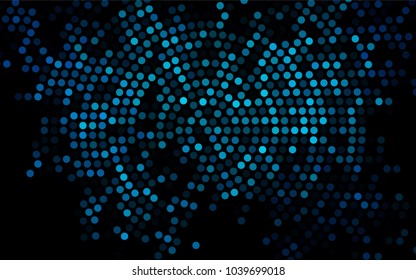 Dark BLUE vector illustration which consist of circles. Dotted gradient design for your business. Creative geometric background in halftone style with colored spots.