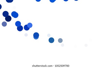 Dark BLUE vector illustration which consist of circles. Dotted gradient design for your business. Creative geometric background in halftone style with colored spots.
