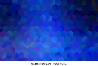 Dark BLUE vector illustration which consist of circles. Dotted gradient design for your business. Creative geometric background in halftone style with colored spots.