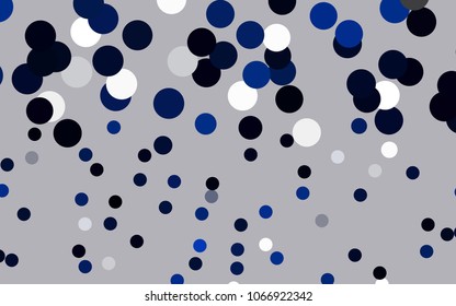 Dark BLUE vector illustration which consist of circles. Dotted gradient design for your business. Creative geometric background in halftone style with colored spots.