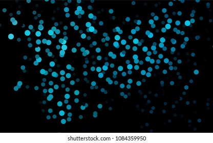 Dark BLUE vector illustration which consist of circles. Dotted gradient design for your business. Creative geometric background in halftone style with colored spots.