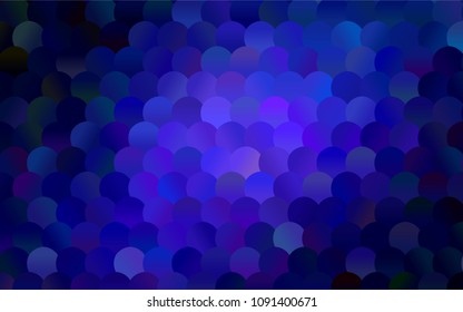 Dark BLUE vector illustration which consist of circles. Dotted gradient design for your business. Creative geometric background in halftone style with colored spots.