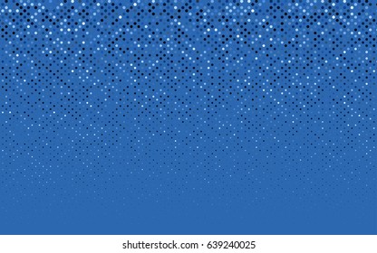 Dark BLUE vector illustration which consist of circles. Dotted gradient design for your business. Creative geometric background in halftone style with colored spots.