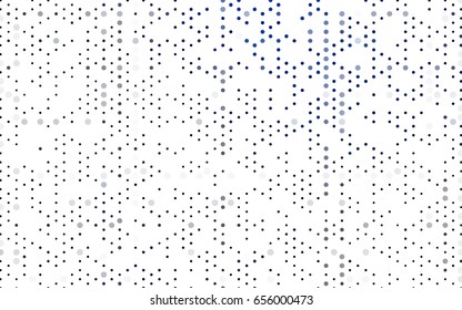 Dark BLUE vector illustration which consist of circles. Dotted gradient design for your business. Creative geometric background in halftone style with colored spots.