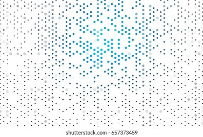 Dark BLUE vector illustration which consist of circles. Dotted gradient design for your business. Creative geometric background in halftone style with colored spots.