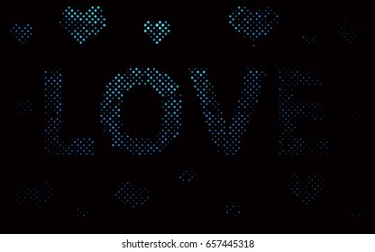 Dark BLUE vector illustration which consist of circles. Dotted gradient design for your business. Creative geometric background in halftone style with colored spots.