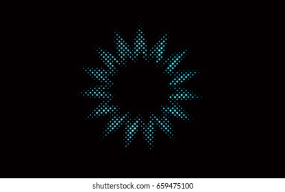 Dark BLUE vector illustration which consist of circles. Dotted gradient design for your business. Creative geometric background in halftone style with colored spots.