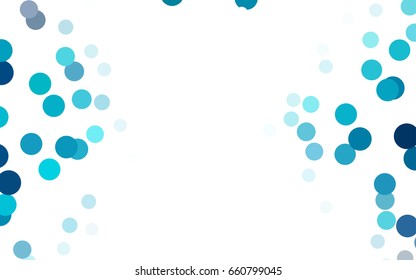 Dark BLUE vector illustration which consist of circles. Dotted gradient design for your business. Creative geometric background in halftone style with colored spots.