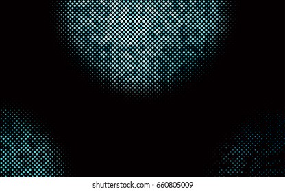 Dark BLUE vector illustration which consist of circles. Dotted gradient design for your business. Creative geometric background in halftone style with colored spots.