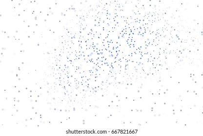 Dark BLUE vector illustration which consist of circles. Dotted gradient design for your business. Creative geometric background in halftone style with colored spots.