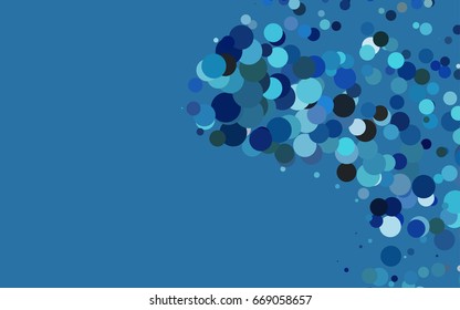 Dark BLUE vector illustration which consist of circles. Dotted gradient design for your business. Creative geometric background in halftone style with colored spots.