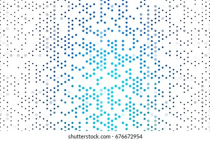 Dark BLUE vector illustration which consist of circles. Dotted gradient design for your business. Creative geometric background in halftone style with colored spots.