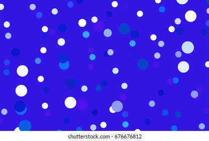 Dark BLUE vector illustration which consist of circles. Dotted gradient design for your business. Creative geometric background in halftone style with colored spots.