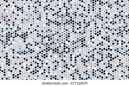 Dark BLUE vector illustration which consist of circles. Dotted gradient design for your business. Creative geometric background in halftone style with colored spots.