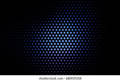 Dark BLUE vector illustration which consist of circles. Dotted gradient design for your business. Creative geometric background in halftone style with colored spots.