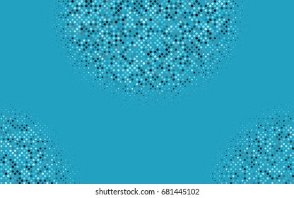 Dark BLUE vector illustration which consist of circles. Dotted gradient design for your business. Creative geometric background in halftone style with colored spots.